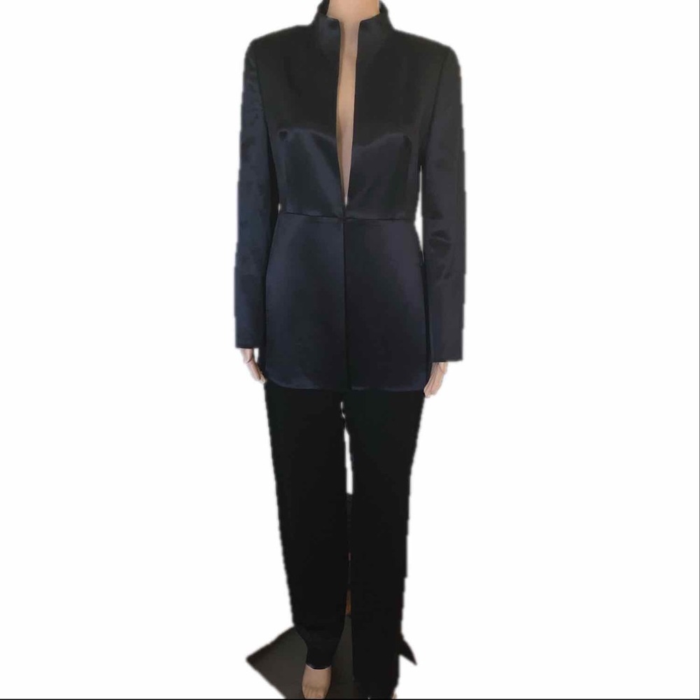 Akris black wool silk blend suit pants and blazer - Picture 1 of 8